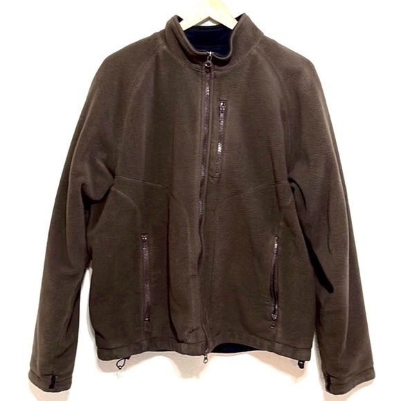 VINTAGE Eddie Bauer Men Brown Wind Cutter Fleece Jacket Size L - Picture 1 of 14